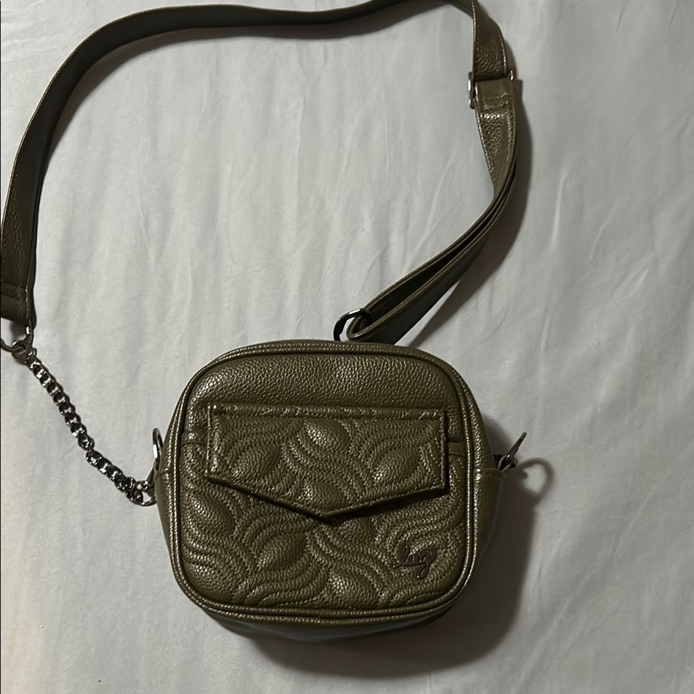 Olive Green Quilted Crossbody Bag